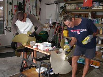 Gary and Jerry applying prop speed